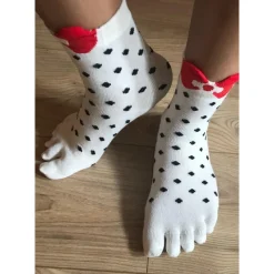 Les Petits Caprices Chaussettes 5 Doigts Plumetis Et Noeud Pap