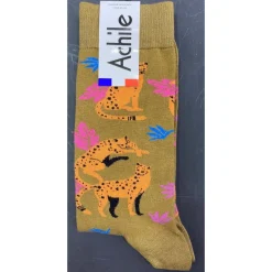 Chaussettes Achile Coton Guépard -Bas et Collants Soldes Boutique chaussettes achile coton guepard 1 3