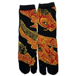 Les Petits Caprices Chaussettes Japonaises Noires Carpes Koi