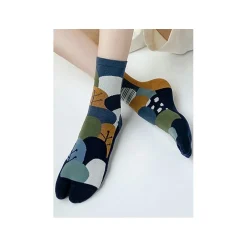 Les Petits Caprices Chaussettes Tabis Coton Feuilles Psyché Pétrole