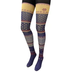 Les Petits Caprices Collant à Fleurs Et Pois Violet Imprimé