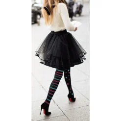 Les Petits Caprices Collant Asymétrique Rayures Etoiles 6 Les Petits Caprices Collant Asymétrique Rayures Etoiles -Bas et Collants Soldes Boutique collant asymetrique rayures etoiles 2