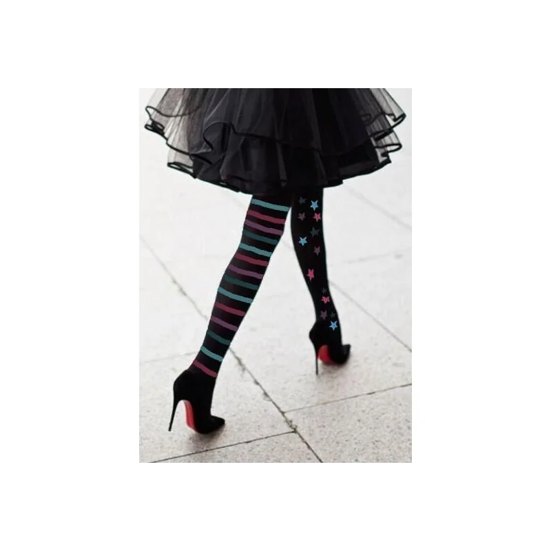 Les Petits Caprices Collant Asymétrique Rayures Etoiles 1 Les Petits Caprices Collant Asymétrique Rayures Etoiles