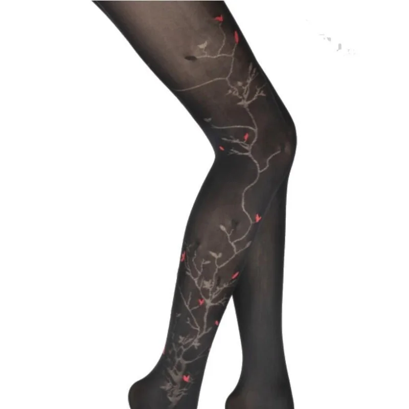 Collant Berthe Aux Grands Pieds Arbre Oiseaux Fleurs Rouges 1 Collant Berthe Aux Grands Pieds Arbre Oiseaux Fleurs Rouges