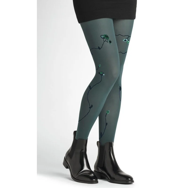 Collant Berthe Aux Grands Pieds Fleuris Pétrole 1 Collant Berthe Aux Grands Pieds Fleuris Pétrole