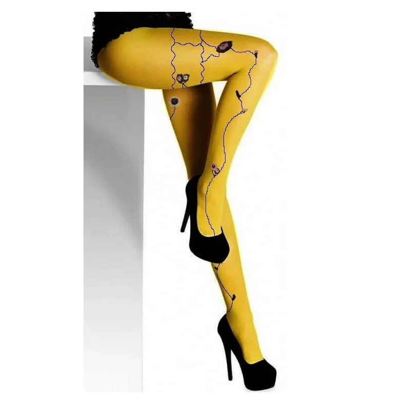 Collant Berthe Aux Grands Pieds Ocre Fleuri 1 Collant Berthe Aux Grands Pieds Ocre Fleuri