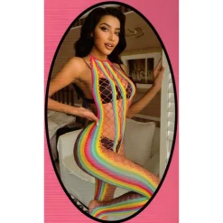 H.NATHALIE Collant Combinaison à Croisillon Arc En Ciel