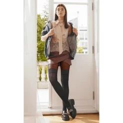 Gabriella Collants, Bas Collant Cuissarde Trompe L Oeil Torsadé