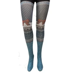 Les Petits Caprices Collant Imprimé Kaliedoscope Ciel Et Ruban