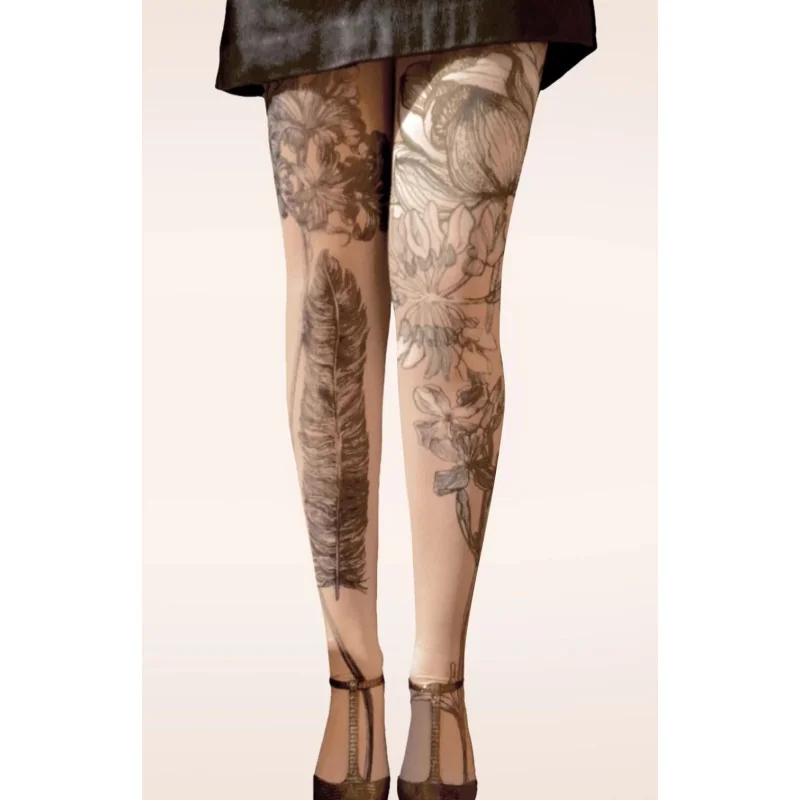 Collant Imprimé Plumes De Jour Marieantoilette 1 Collant Imprimé Plumes De Jour Marieantoilette
