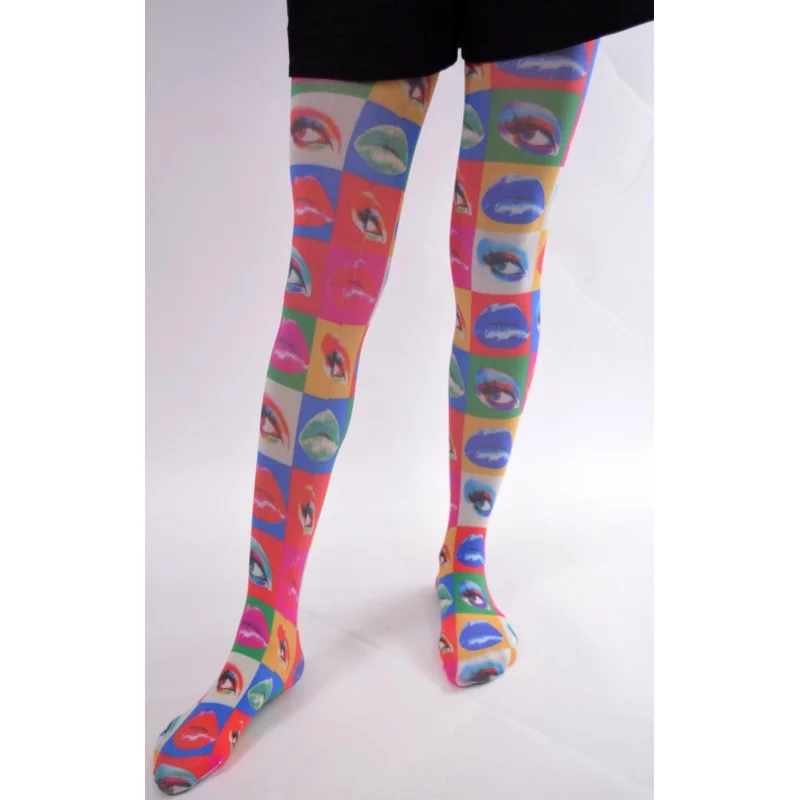 Flirt Collant Ludique Imprimé Délire Yeux Et Bouches Wahrol 1 Flirt Collant Ludique Imprimé Délire Yeux Et Bouches Wahrol