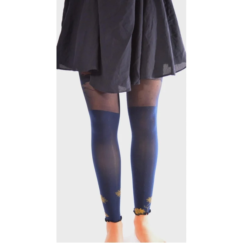 Collant Sans Pieds Agapanthes Marine Berthe Aux Grands Pieds 3 Collant Sans Pieds Agapanthes Marine Berthe Aux Grands Pieds – Image 3