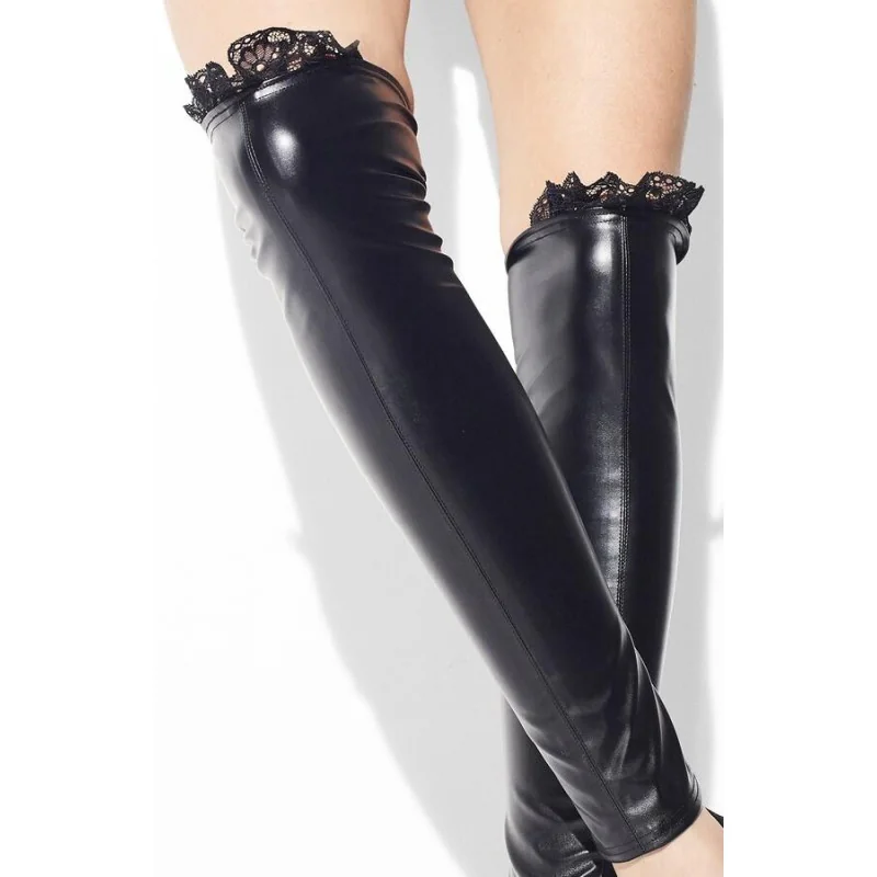 GIRARDI Cuissarde Sans Pieds Dentelle Et Cuir 2 GIRARDI Cuissarde Sans Pieds Dentelle Et Cuir – Image 2