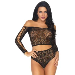 LEG AVENUE Ensemble Top Et String Dentelle Mode -Bas et Collants Soldes Boutique ensemble top et string dentelle mode 2
