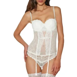 Guêpière Aubade Dentelle Nacre Mariage -Bas et Collants Soldes Boutique guepiere aubade dentelle nacre mariage 3