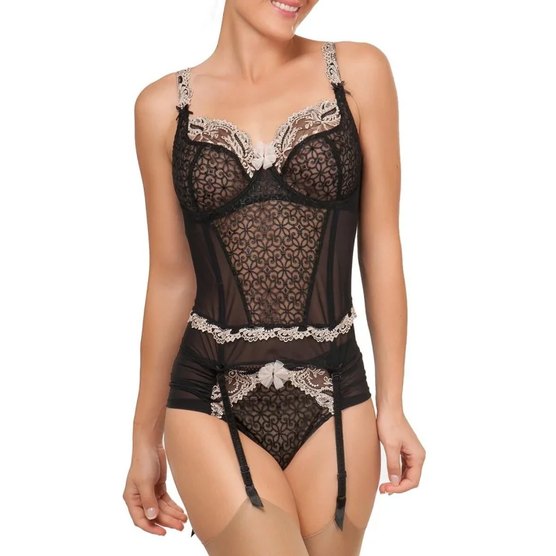 Guépière Empreinte Pompadour Noir 2 Guépière Empreinte Pompadour Noir – Image 2