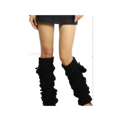 Les Petits Caprices Guêtres Lourde Laine Torsadée à Pompom Noires -Bas et Collants Soldes Boutique guetres lourde laine torsadee a pompom noires 2