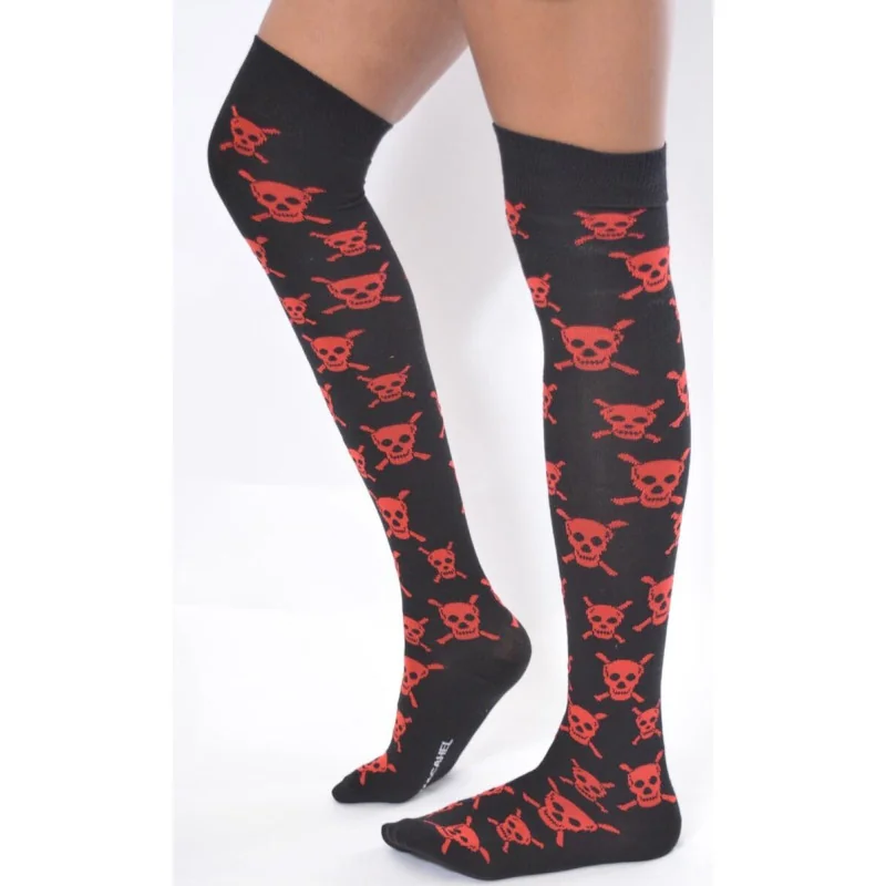 Les Petits Caprices JAmbières Noires Têtes De Morts Rouges 2 Les Petits Caprices JAmbières Noires Têtes De Morts Rouges – Image 2