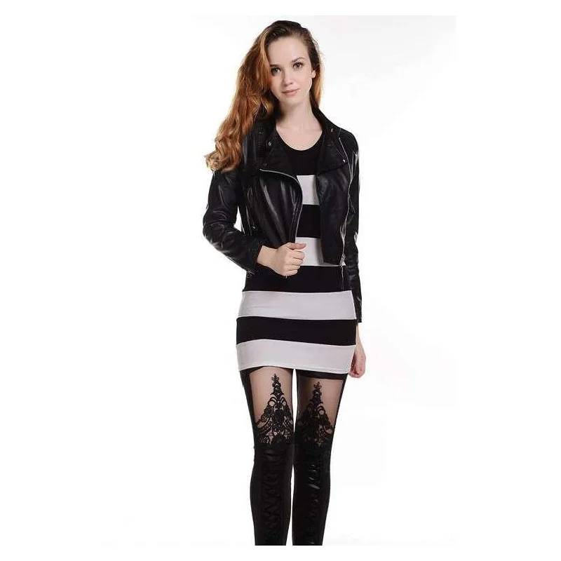 Les Petits Caprices Legging Simili Cuir Et Dentelle Laçage 2 Les Petits Caprices Legging Simili Cuir Et Dentelle Laçage – Image 2