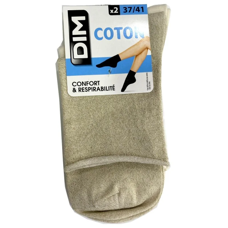 Lot 2 Paires Chaussettes Coton Lurex Non Comprimante Dim 1 Lot 2 Paires Chaussettes Coton Lurex Non Comprimante Dim