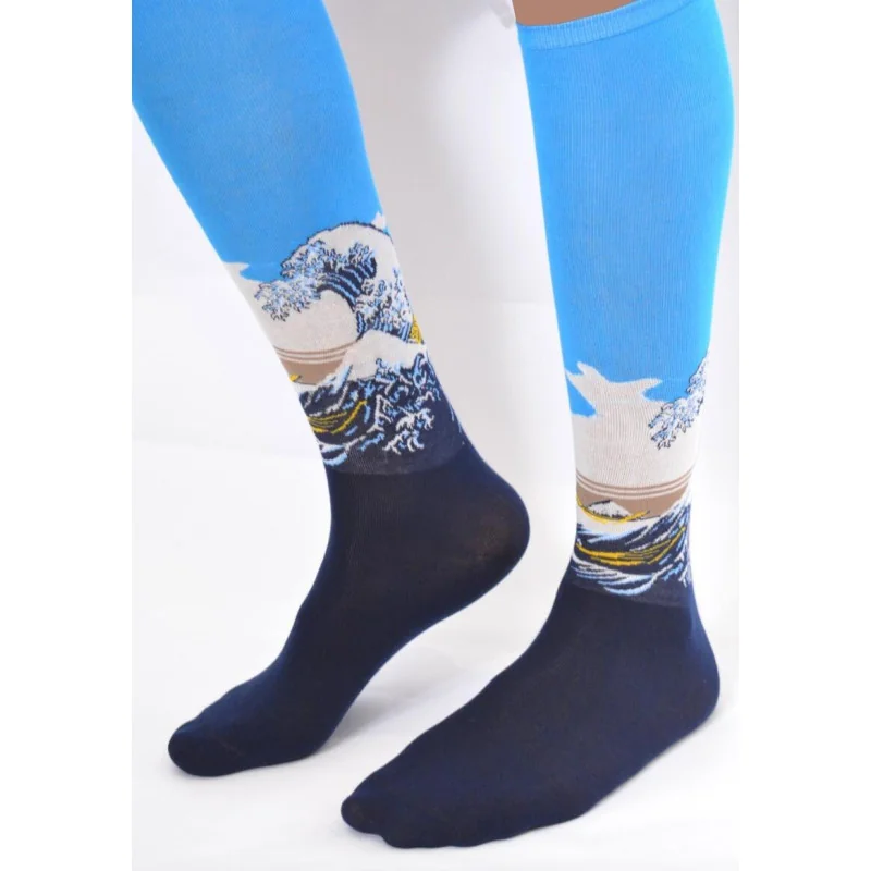 Les Petits Caprices Mi Bas Estampe D'Hokusai La Vague 2 Les Petits Caprices Mi Bas Estampe D'Hokusai La Vague – Image 2