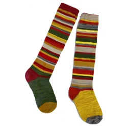 Les Petits Caprices Mi Bas Rayures Tendance Asymétrique Rouges Et Jaunes