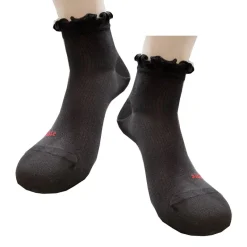 Socquette Soie Noir A Cotes Et Frou Frou Berthe Aux Grands Pieds -Bas et Collants Soldes Boutique socquette soie noir a cotes et frou frou berthe aux grands pieds 2