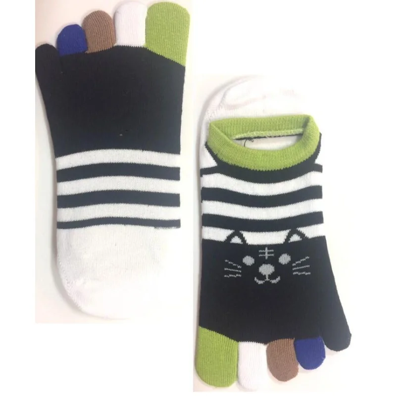 Les Petits Caprices Socquettes 5 Doigts Chats Rayés 1 Les Petits Caprices Socquettes 5 Doigts Chats Rayés