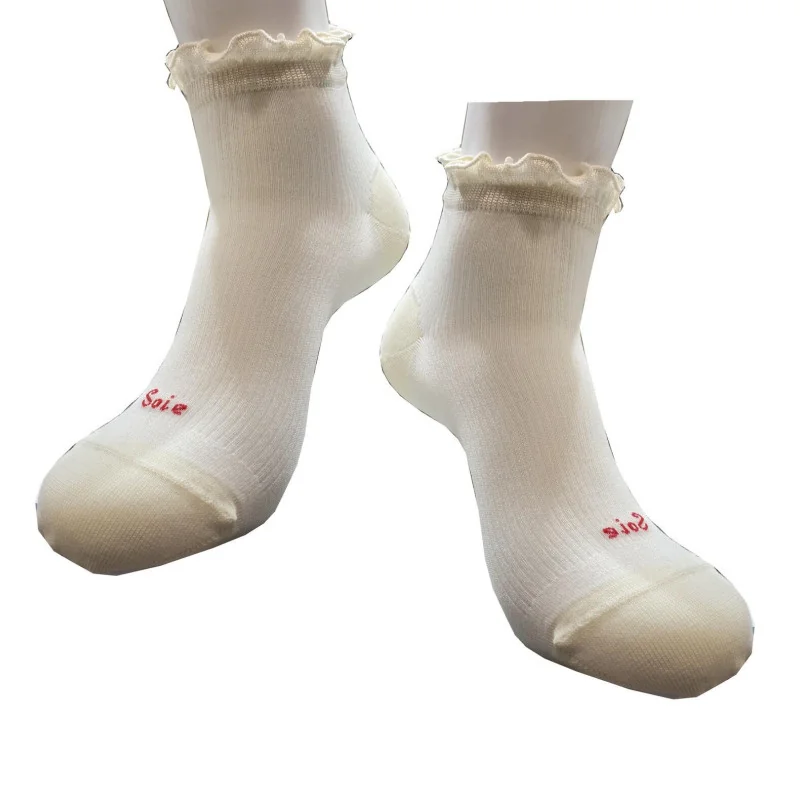 Socquettes Soie Ivoire Cotes Et Frou Frou Berthe Aux Grands Pieds 3 Socquettes Soie Ivoire Cotes Et Frou Frou Berthe Aux Grands Pieds – Image 3